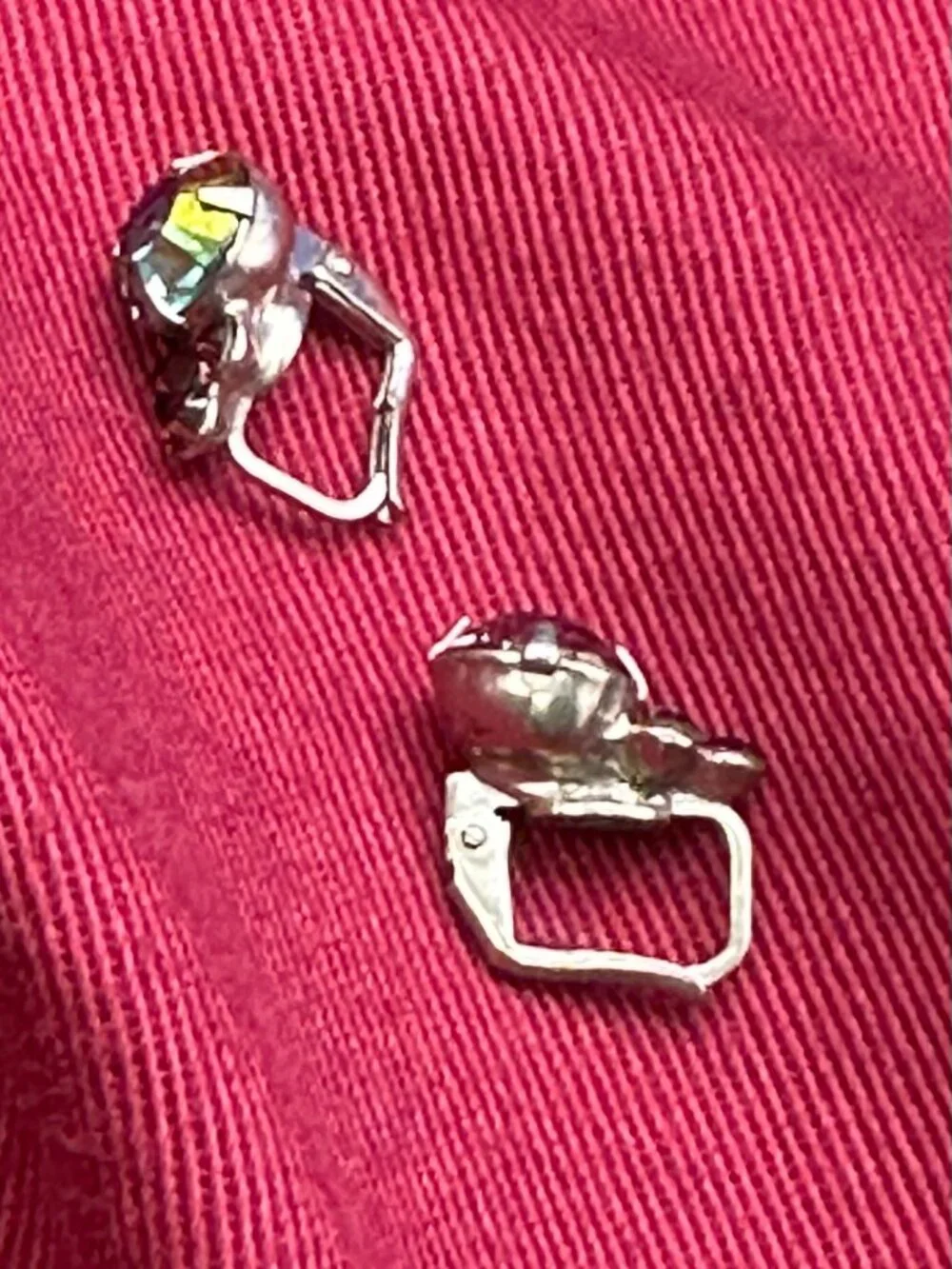 Sorrelli Earrings AB Crystal & Trio of Red Crystals